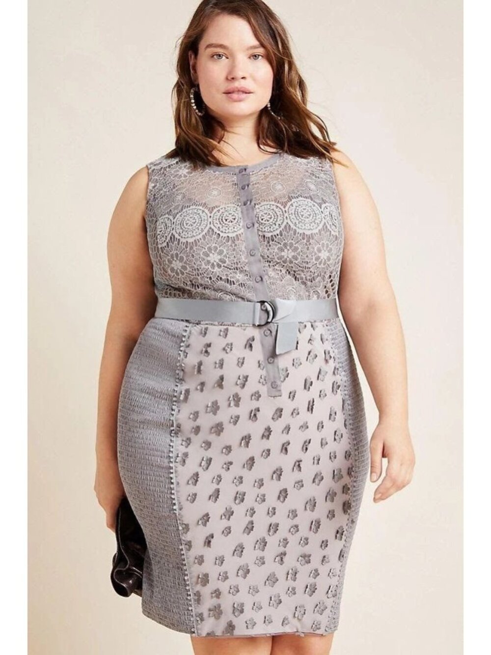 NWT Anthropologie Beguile by Byron Lars Gisella in Gray Lace Sheath Dress 18W